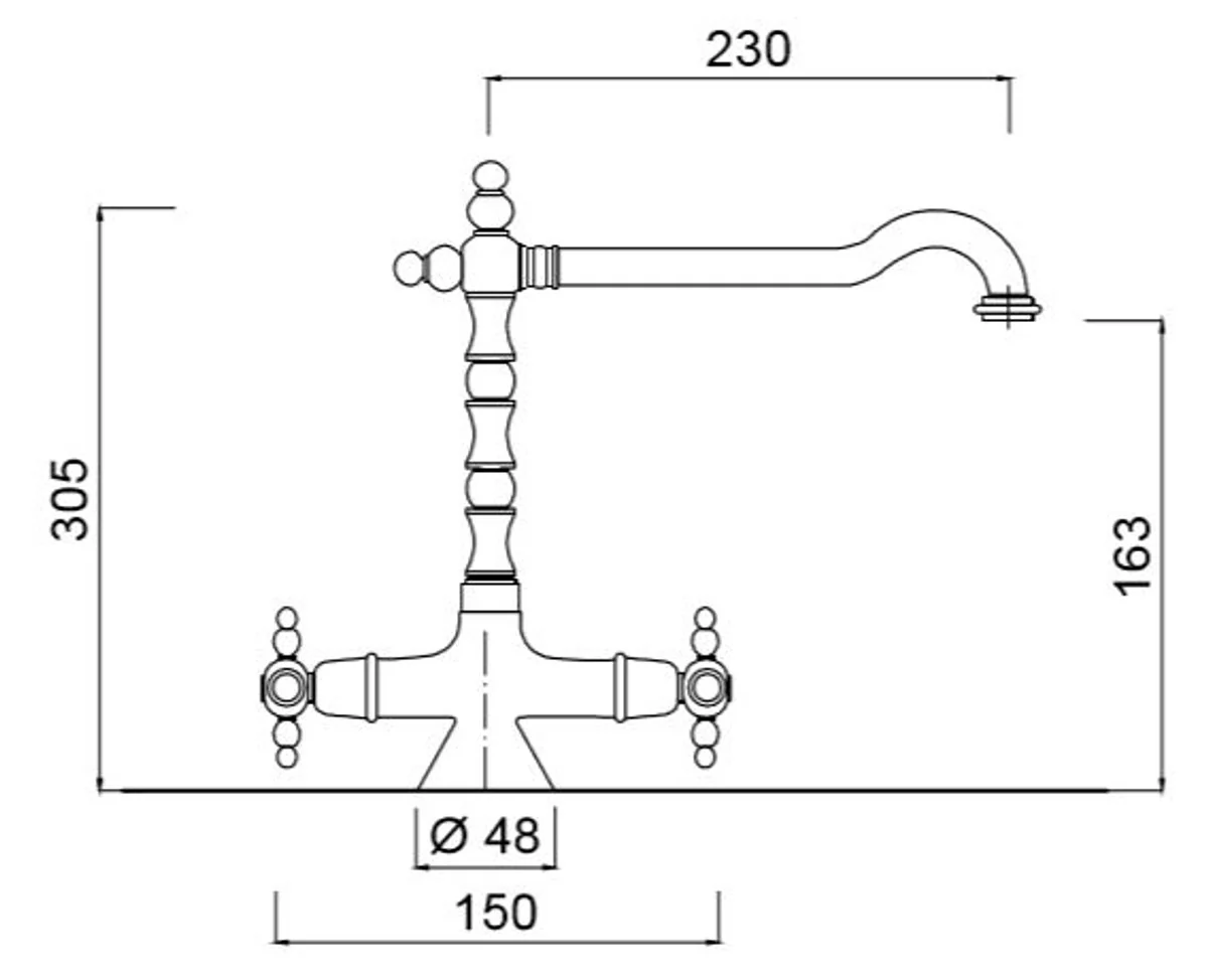 Art Nouveau Retro Washbasin Tap Silver H. 30.5 cm - Washbasin Tap Made in Italy