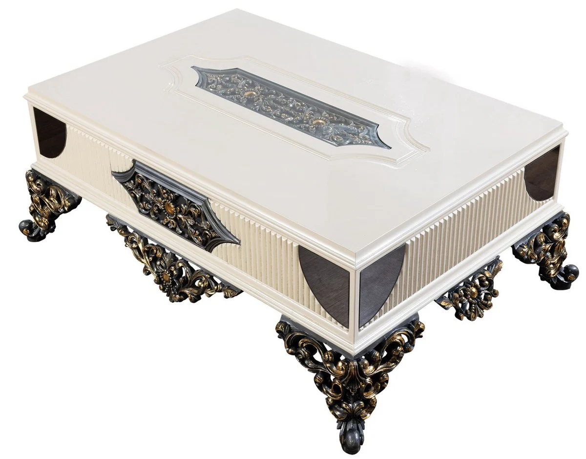Luxury baroque coffee table white / cream / black / blue / gold - magnificent baroque style living room table - baroque style living room furniture - baroque furniture - luxury furniture in baroque style