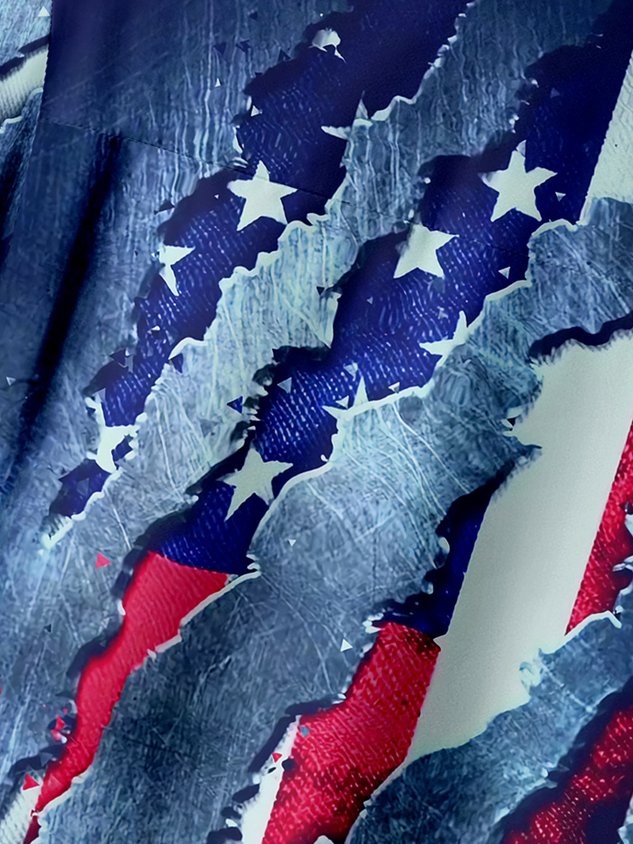 Flag Bigfoot Chest Pocket Short Sleeve Casual Shirt