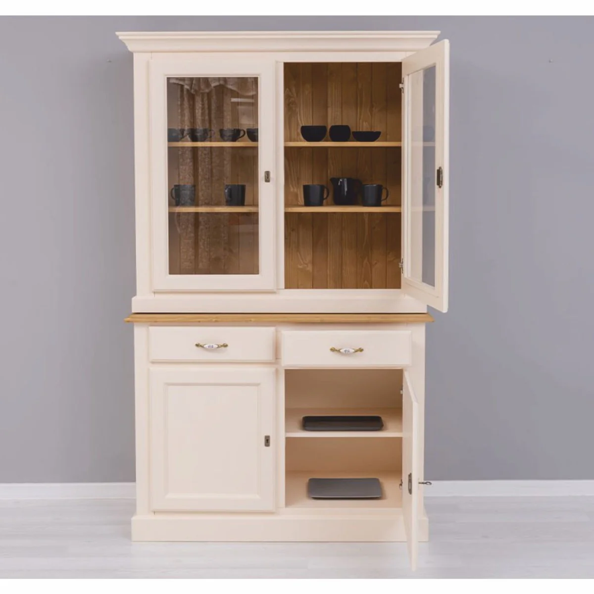 Country house style dining room cabinet cream / natural colors 126 x 45 x H. 200 cm - dining room furniture