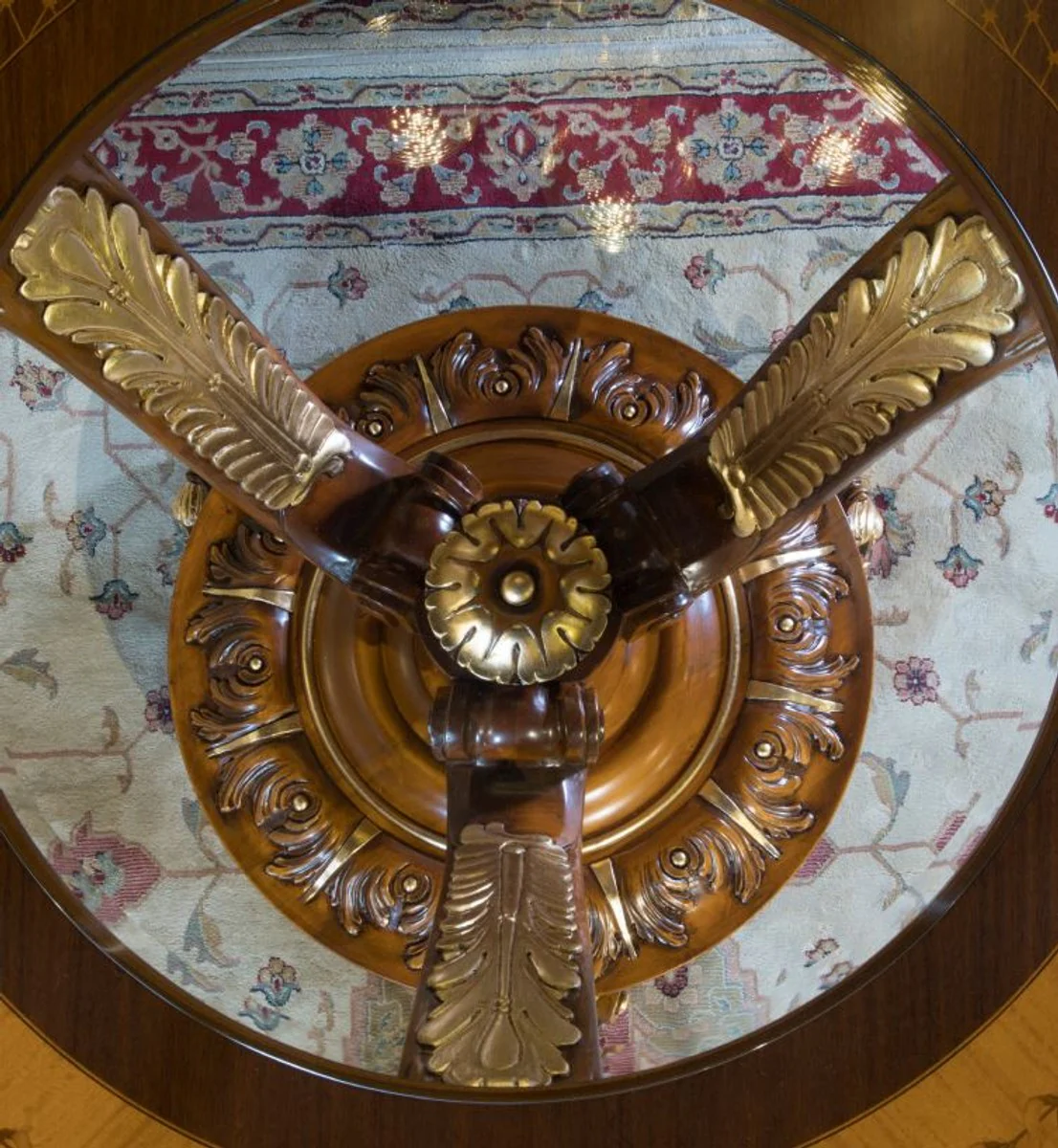 Luxury Baroque Dining Table Light Brown / Brown / Gold - Various Sizes - Magnificent Solid Wood Dining Room Table - Hotel Restaurant Castle Furniture - Luxury Quality - Made in Italy