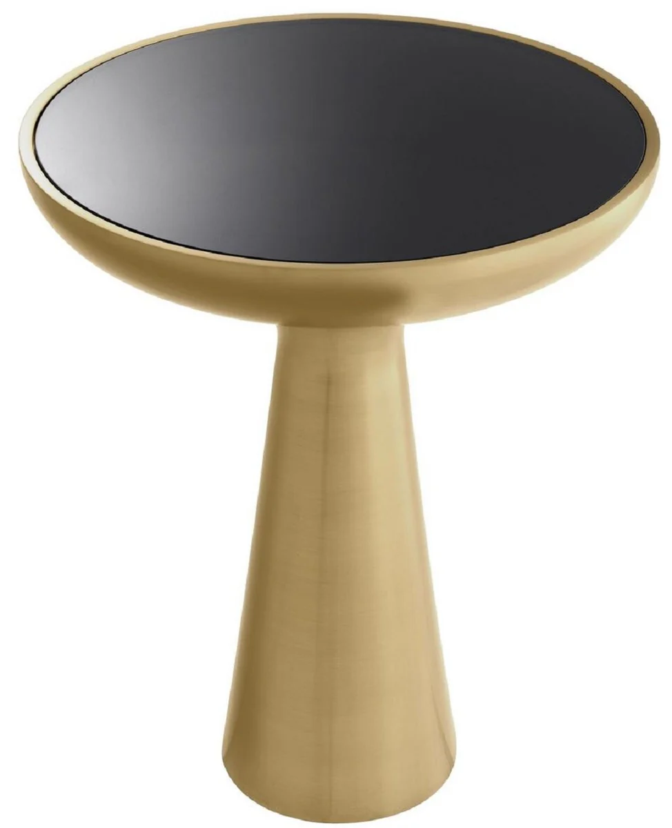 Luxury side table brass / black Ø 50 x H. 60 cm - Round stainless steel table with glass top - Living room furniture
