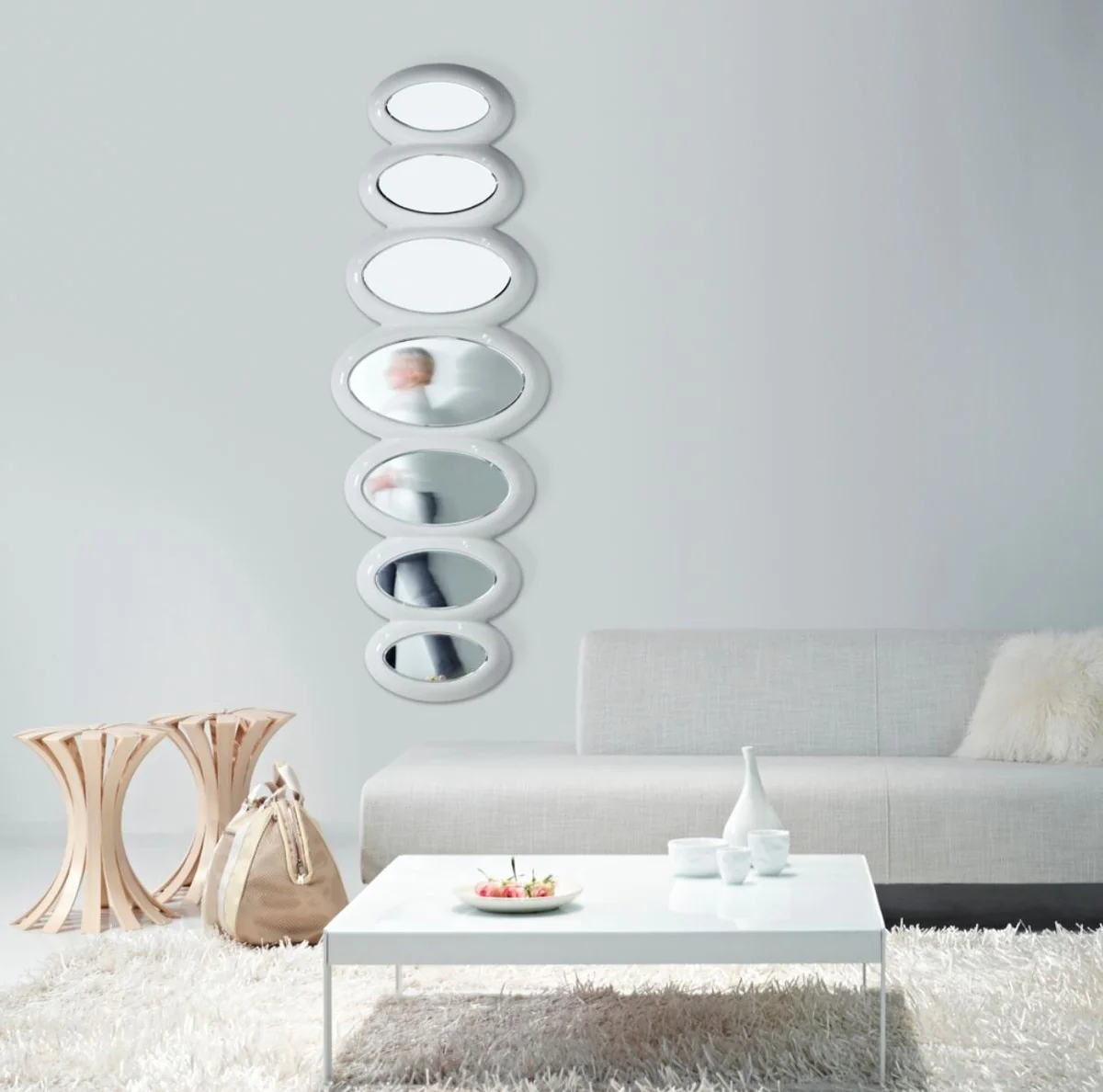 Luxury designer mirror high gloss white 195 x H. 67 cm - Hotel Collection