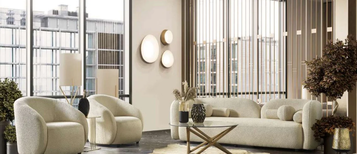 Luxury sofa ivory 240 x 90 x H. 75 cm - living room sofa - hotel sofa - living room furniture - hotel furniture - luxury furniture - luxury furnishings - living room furnishings