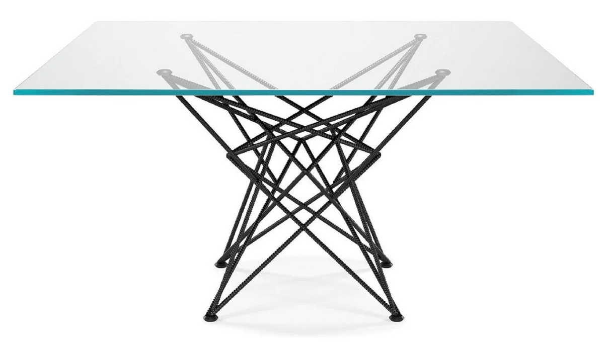 Luxury dining table with glass top black - Various sizes - Made in Italy