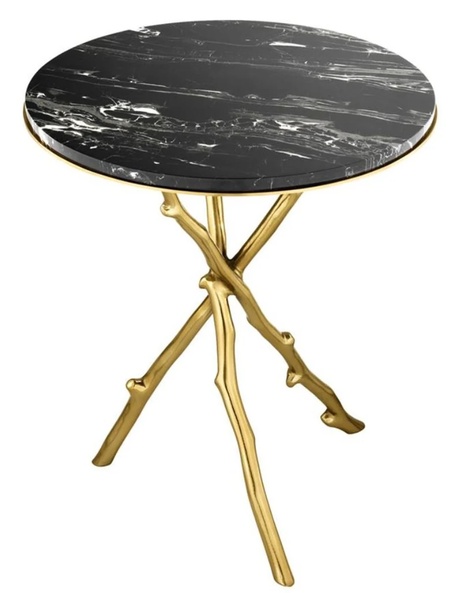 Luxury living room side table in gold with black marble top 50 x H. 57 cm - Limited Edition