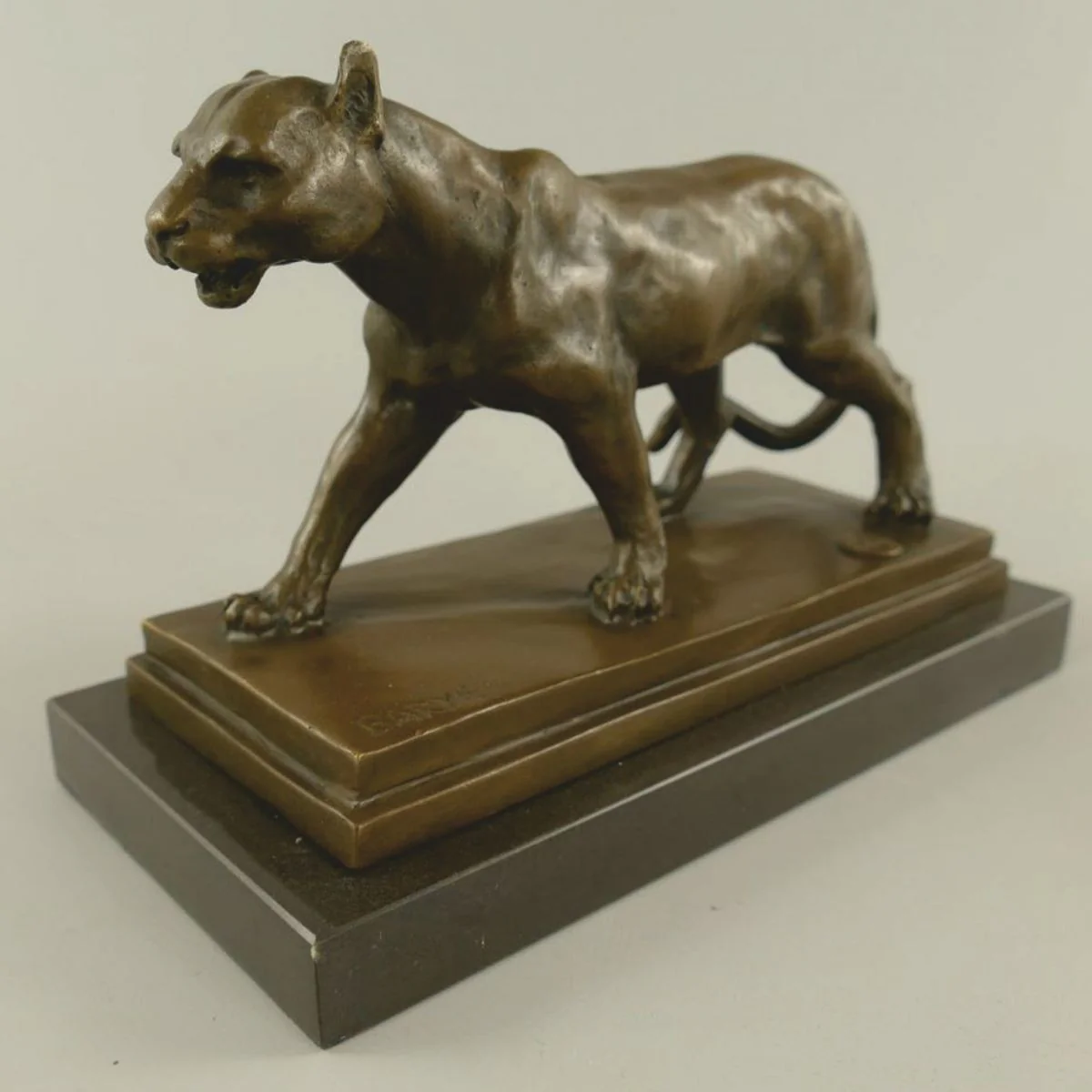 Bronze Skulptur Panther auf Marmorsockel 24 cm - Deko Accessoires