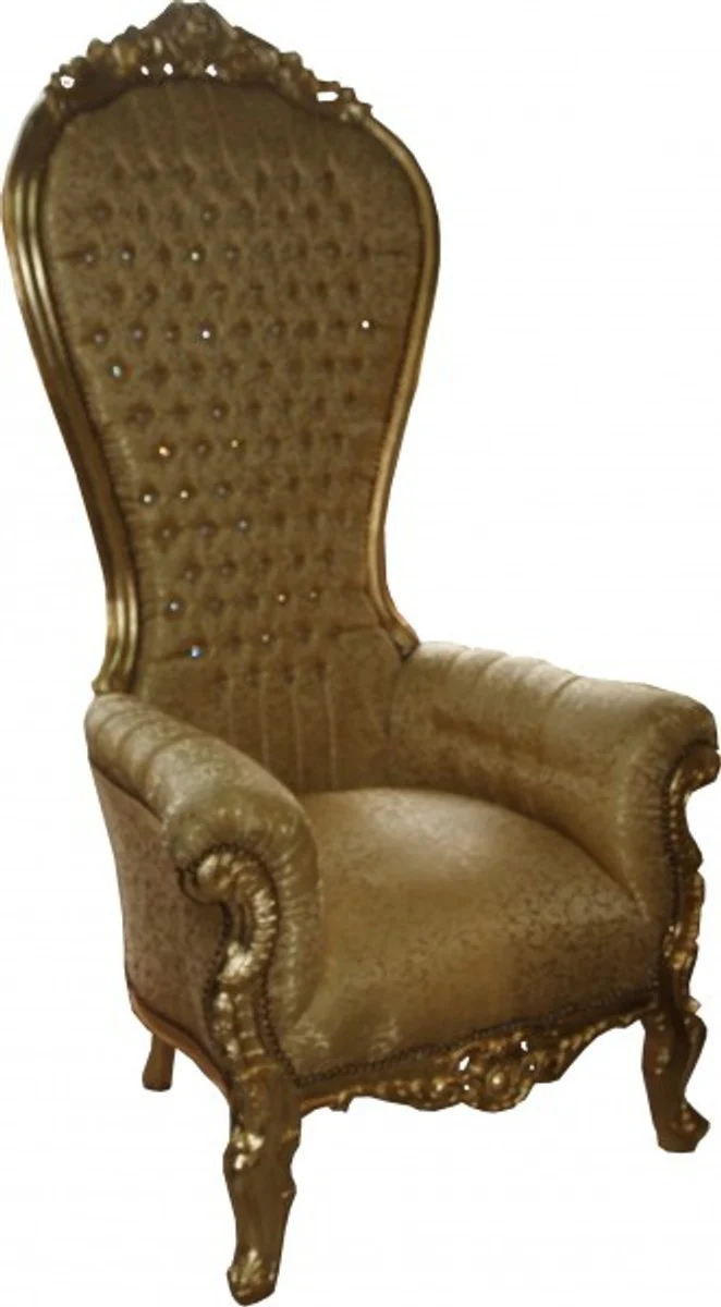 Baroque throne chair Majestic gold pattern / gold with bling bling glitter stones - giant chair - throne chair Tron