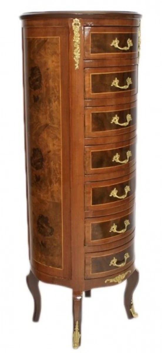 Baroque chest of drawers mahogany / gold with 7 round drawers - antique style