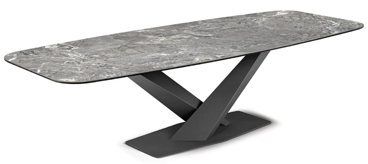 Luxury dining table gray / graphite gray 300 x 120 x H. 75 cm - Dining room table with high-quality ceramic table top - Modern dining room furniture - Luxury quality - Made in Italy