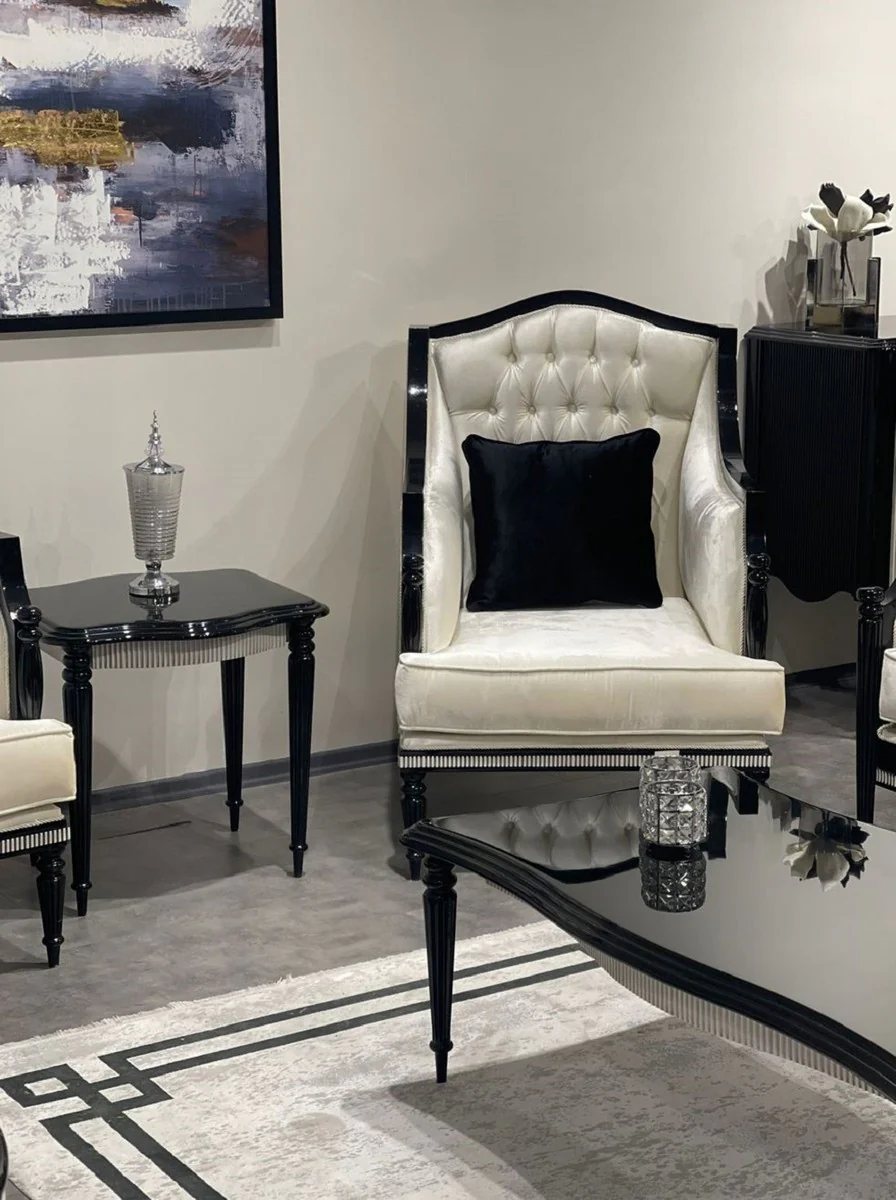 Luxury baroque side table black / gray - handmade solid wood table in baroque style - luxury living room furniture in baroque style - baroque furniture - noble & magnificent