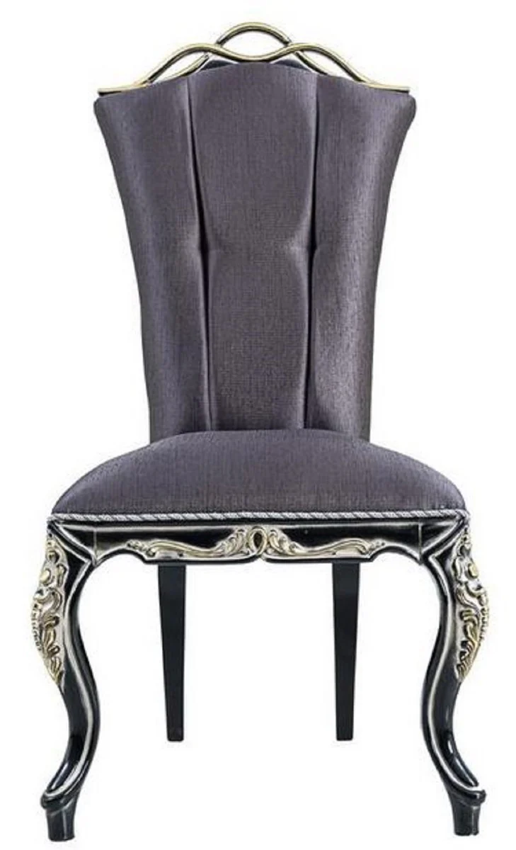 Luxury Baroque Dining Room Chair Set Purple / Black / Gold - Handmade Kitchen Chairs Set of 6 - Baroque Dining Room Furniture - Noble & Magnificent
