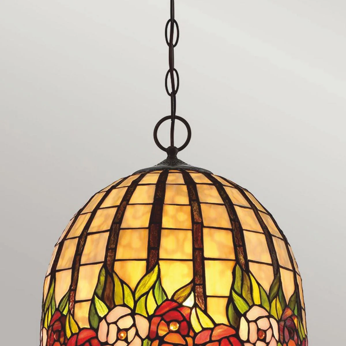 Luxury Tiffany pendant light rose colored / bronze Ø 38.1 x H. 38.3 cm