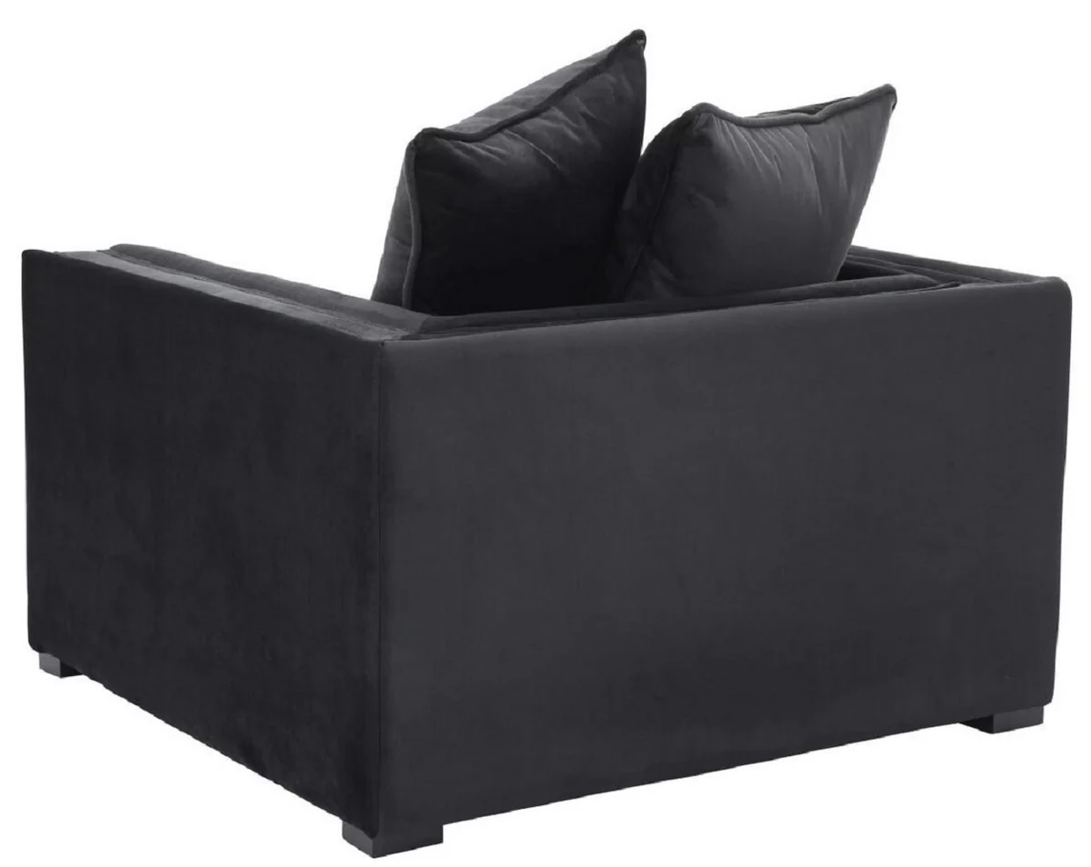 Luxury armchair with 2 cushions black 112 x 106 x H. 83 cm - living room armchair - hotel armchair - living room furniture - hotel furniture - luxury furniture - living room furnishings - luxury furnishings