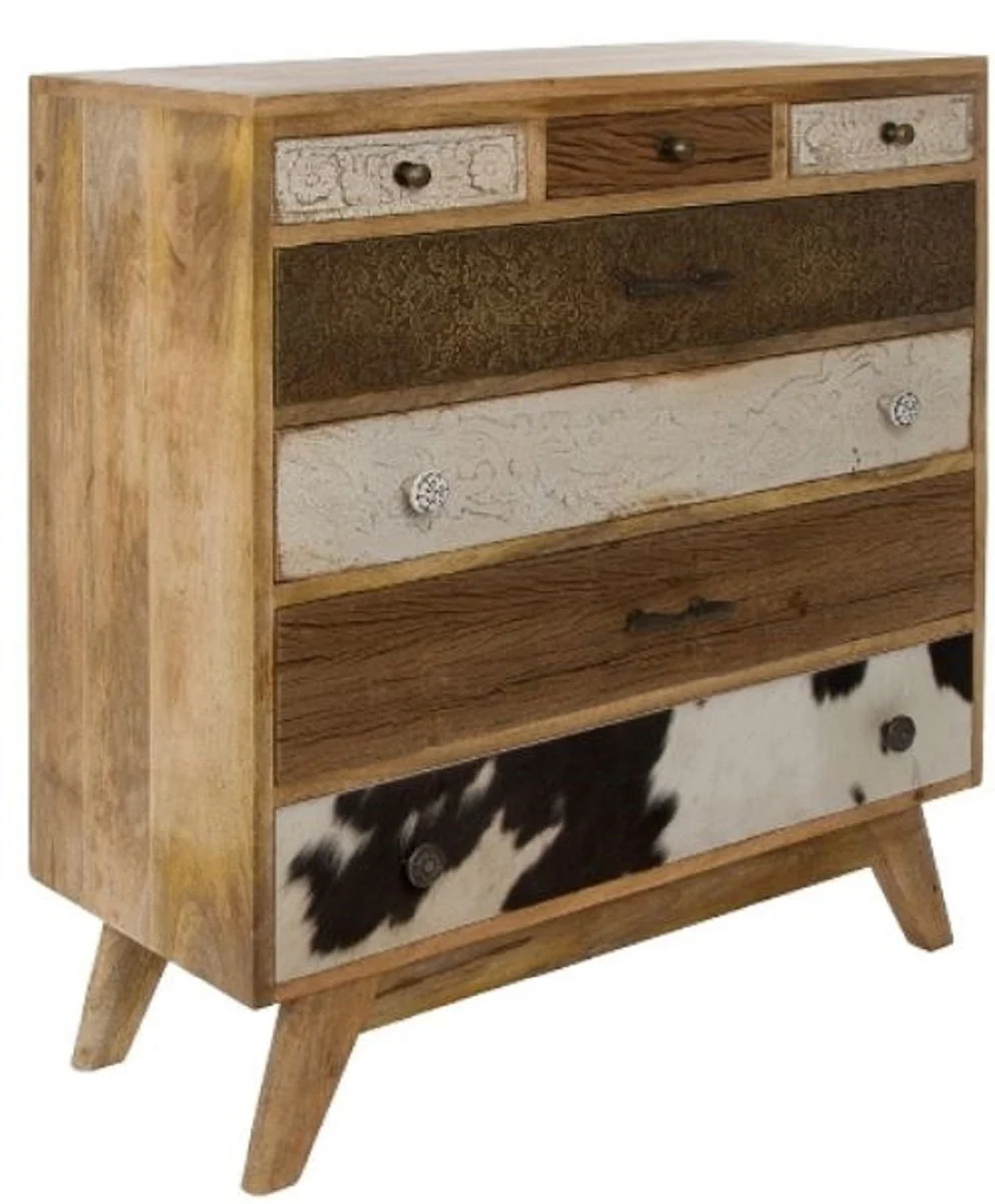 Country house style chest of drawers with 7 drawers natural color / multicolored 70 x 30 x H. 80 cm - country house style furniture