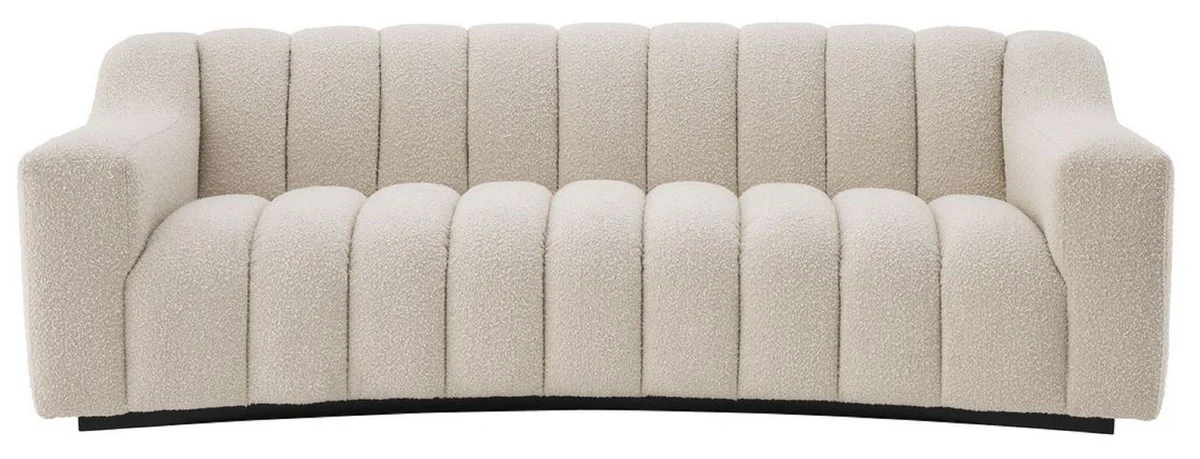 Luxury sofa cream / black 234 x 96 x H. 76.5 cm - slightly curved living room sofa - hotel sofa - luxury quality