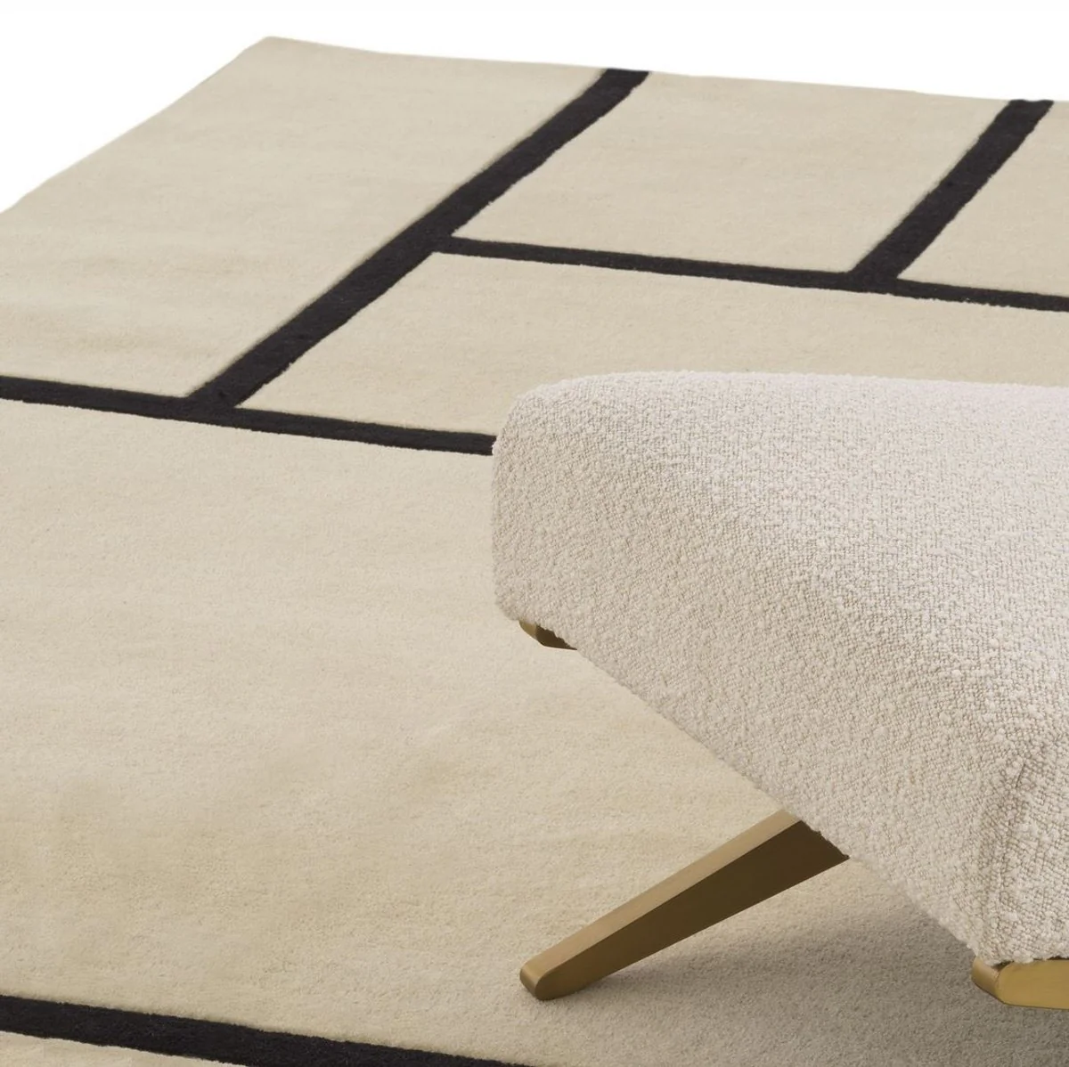 Luxury rug cream / black 300 x 400 cm - hand-tufted living room rug made from 100% New Zealand wool - luxury quality