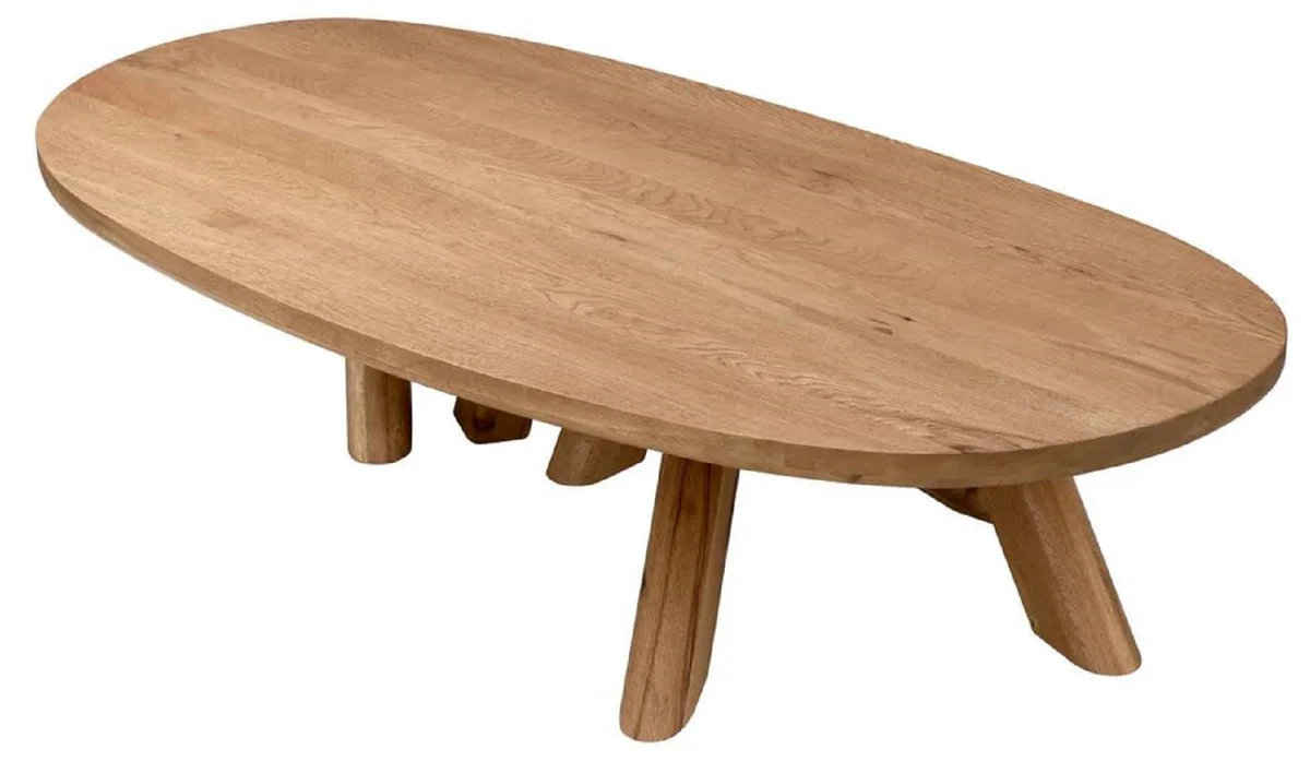 Luxury solid wood coffee table brown 170 x 85 x H. 35 cm - Oval oak wood living room table - Living room furniture - Luxury furniture - Luxury quality
