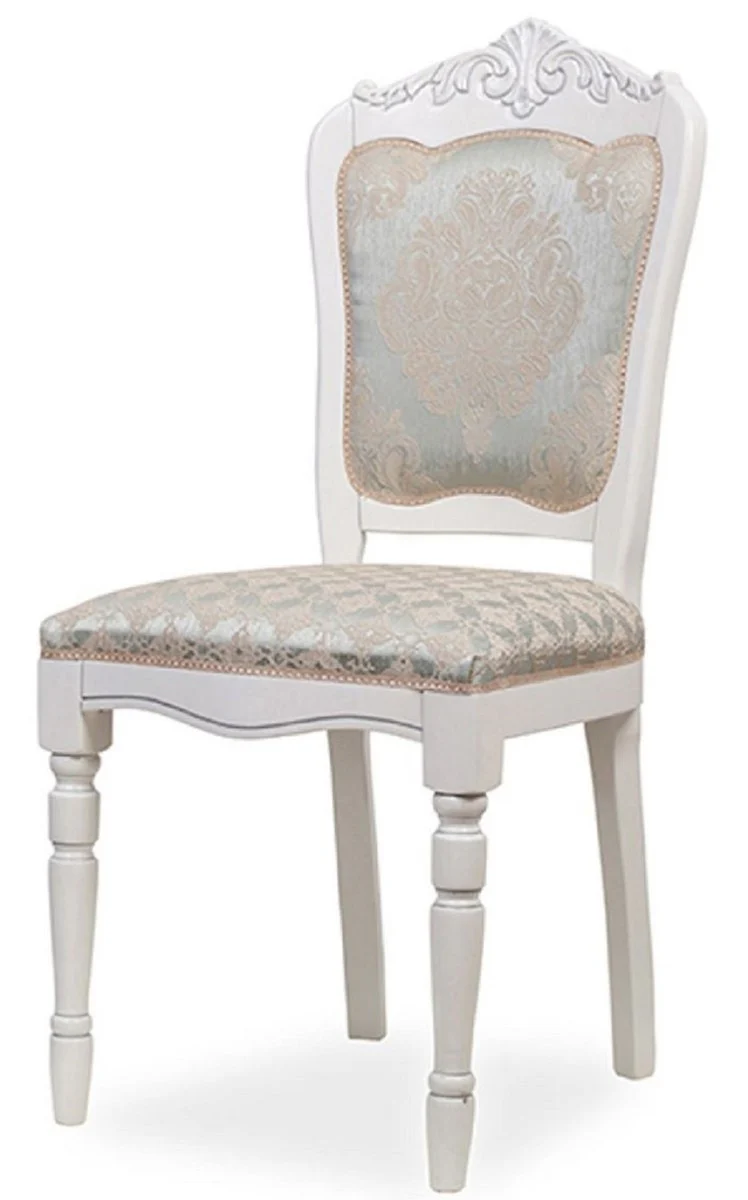 Luxury Baroque Dining Room Chair Set of 6 Silver / Beige / White H. 104 cm - Baroque Dining Room Furniture