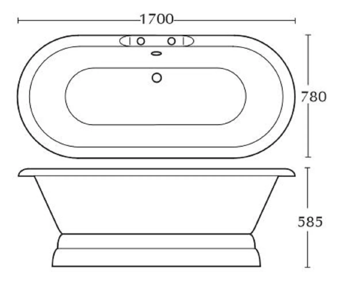 Luxury Art Nouveau bathtub black / white 170 x 78 x H. 58.5 cm - Freestanding bathtub - Bathroom furniture