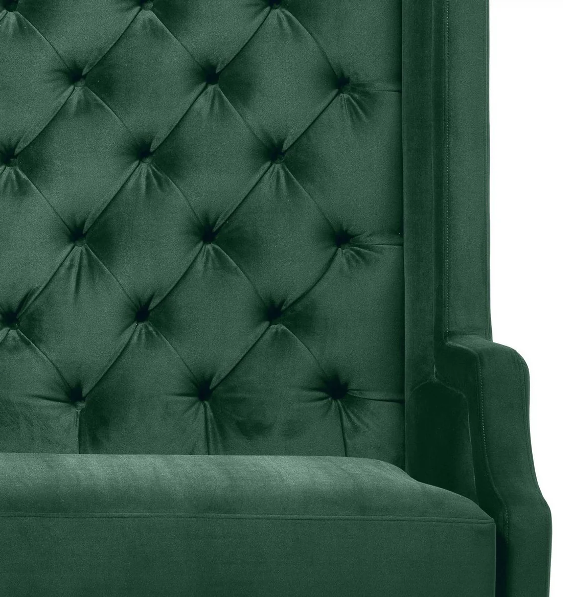 Luxury high-back sofa dark green / black 160 x 68 x H. 160 cm - Chesterfield velvet sofa - Chesterfield furniture