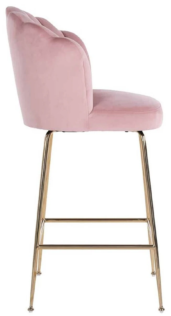 Luxury bar chair pink / gold 51 x 61 x H. 113 cm - Padded bar stool with elegant velvet fabric and stainless steel legs - Luxury bar furniture