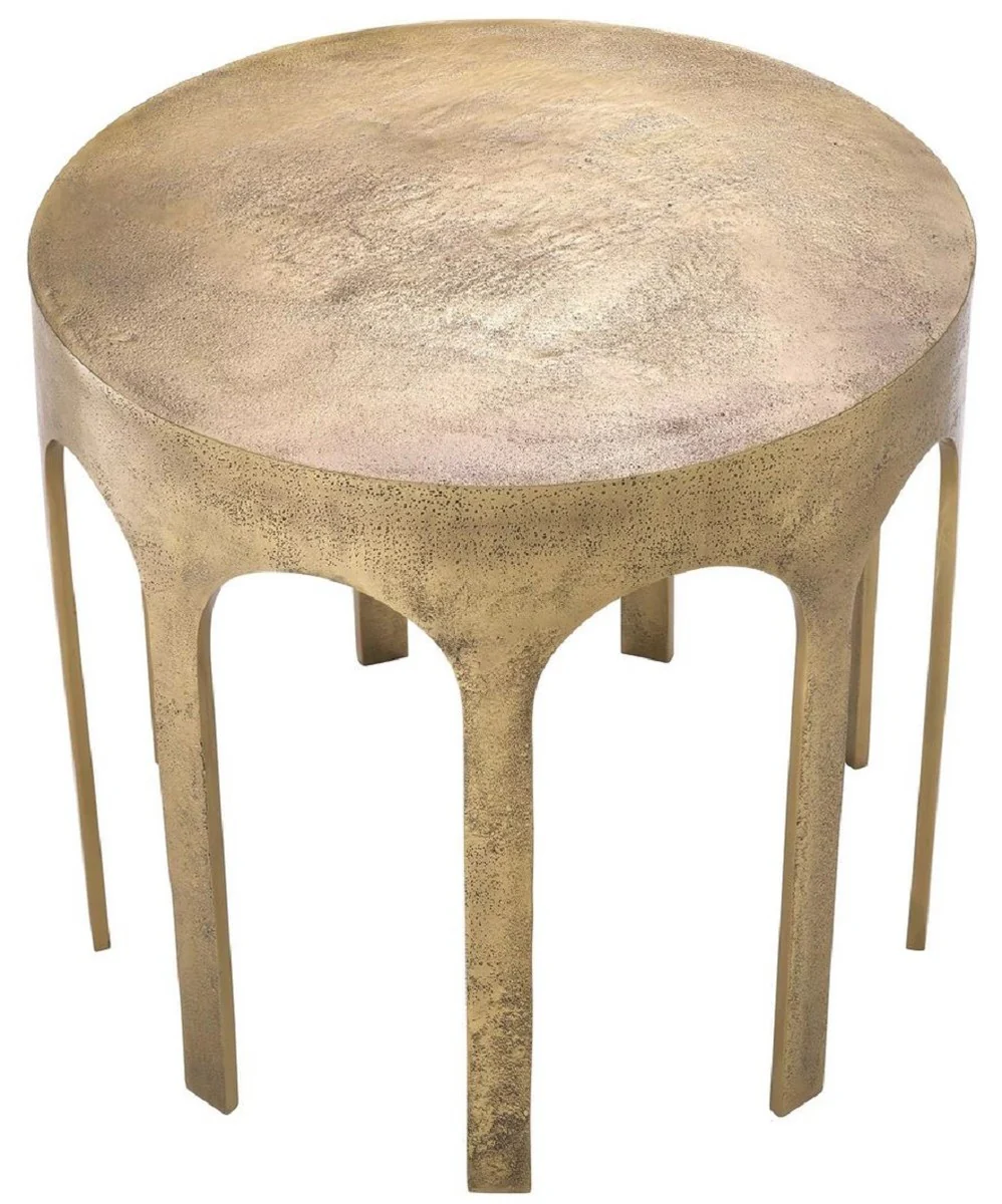 Luxury side table vintage brass Ø 55 x H. 50 cm - Round aluminum table - Aluminum furniture - Living room furniture - Luxury furniture - Luxury furnishings - Living room furnishings