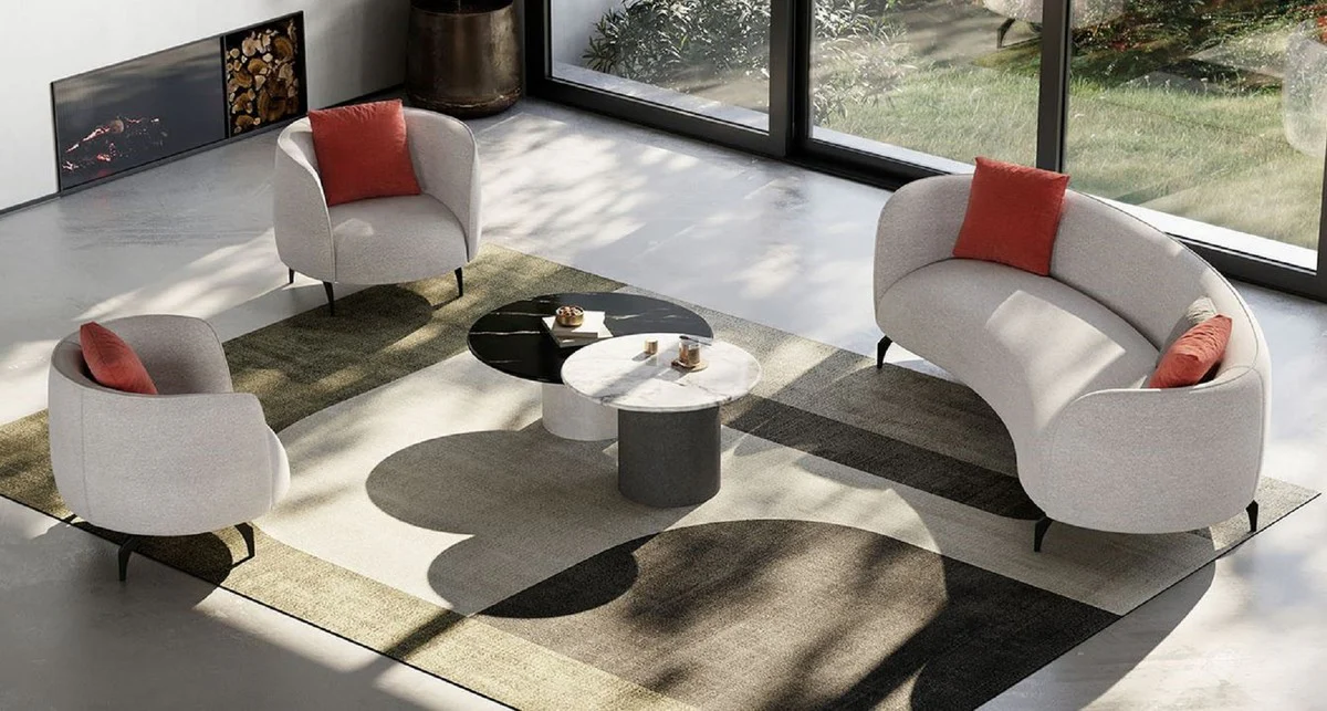 Luxury sofa gray / black 240 x 102 x H. 70 cm - Curved living room sofa - Hotel sofa - Living room furniture - Hotel furniture - Luxury furniture - Luxury furnishings - Living room furnishings