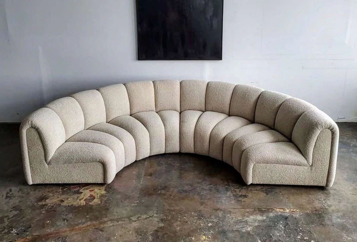 Luxury sofa beige 330 x 170 x H. 76 cm - Curved living room sofa - Semicircular sofa - Living room furniture - Hotel furniture - Luxury furniture - Luxury furnishings - Living room furnishings