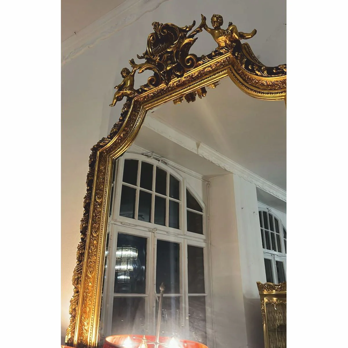 Baroque mirror with angel figures gold H. 175 cm - furniture in the baroque style
