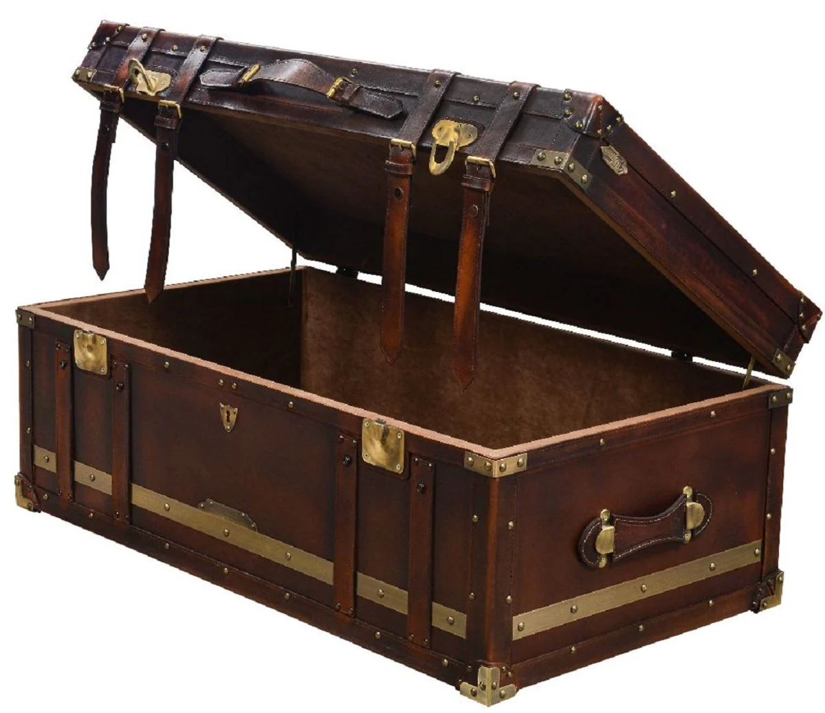 Luxury coffee table in suitcase look brown / brass 110 x 59 x H. 51 cm - Suitcase living room table with storage space - Living room furniture - Luxury furniture in suitcase look