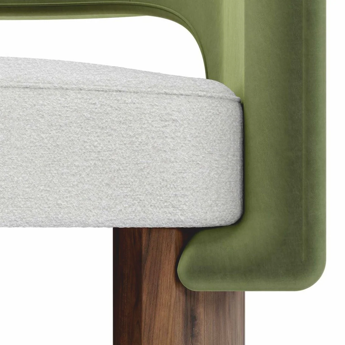 Luxury dining room chair with armrests green / white / brown - premium quality