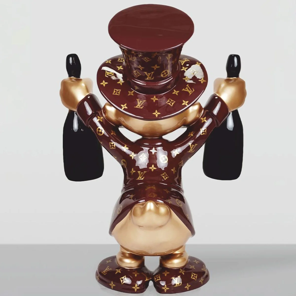 XXL decorative sculpture duck brown / gold / black H. 170 cm - large decorative figure