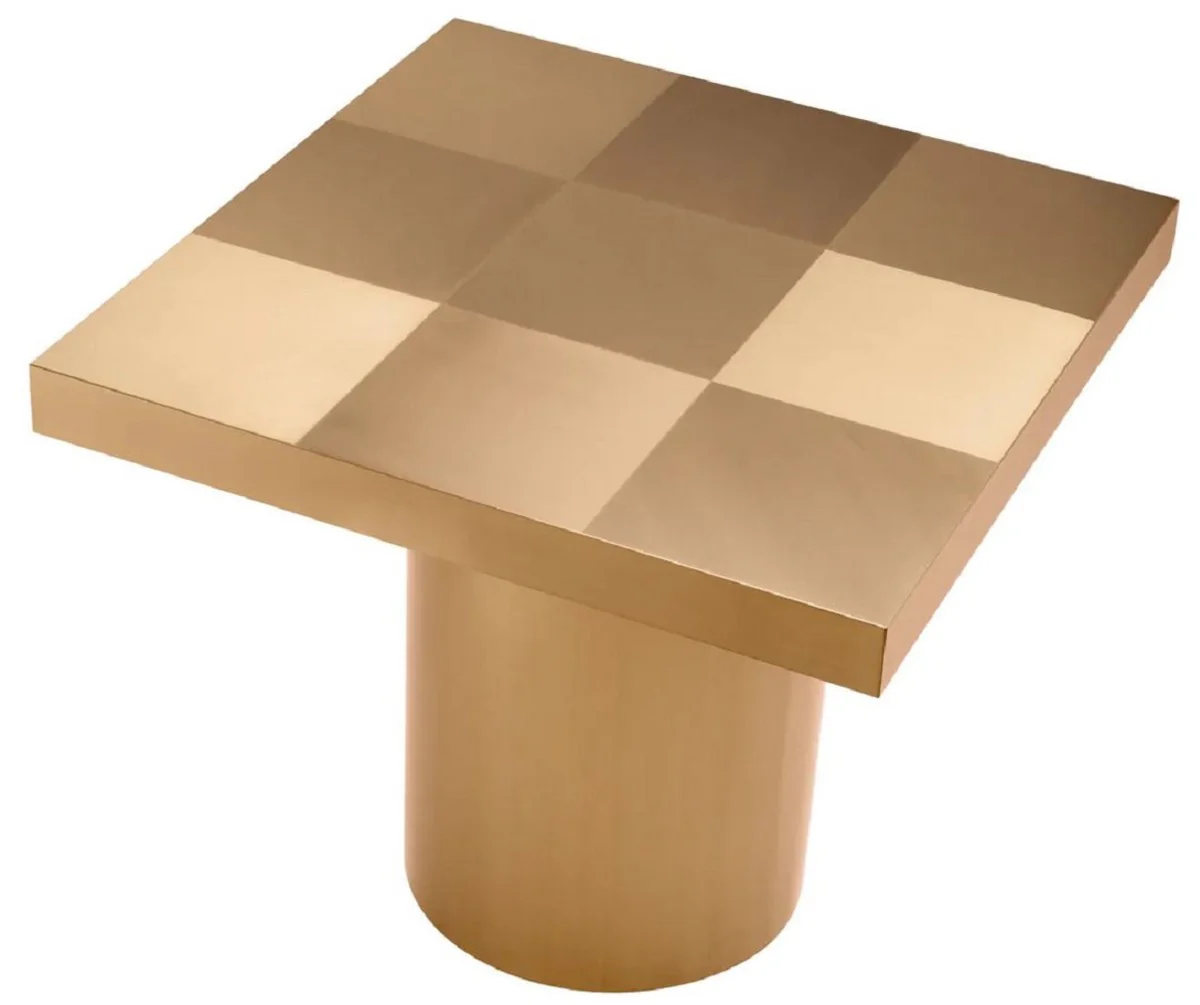 Luxury side table brass 57 x 57 x H. 50 cm - Square stainless steel table - Living room furniture - Hotel furniture - Stainless steel furniture - Luxury furniture - Luxury furnishings