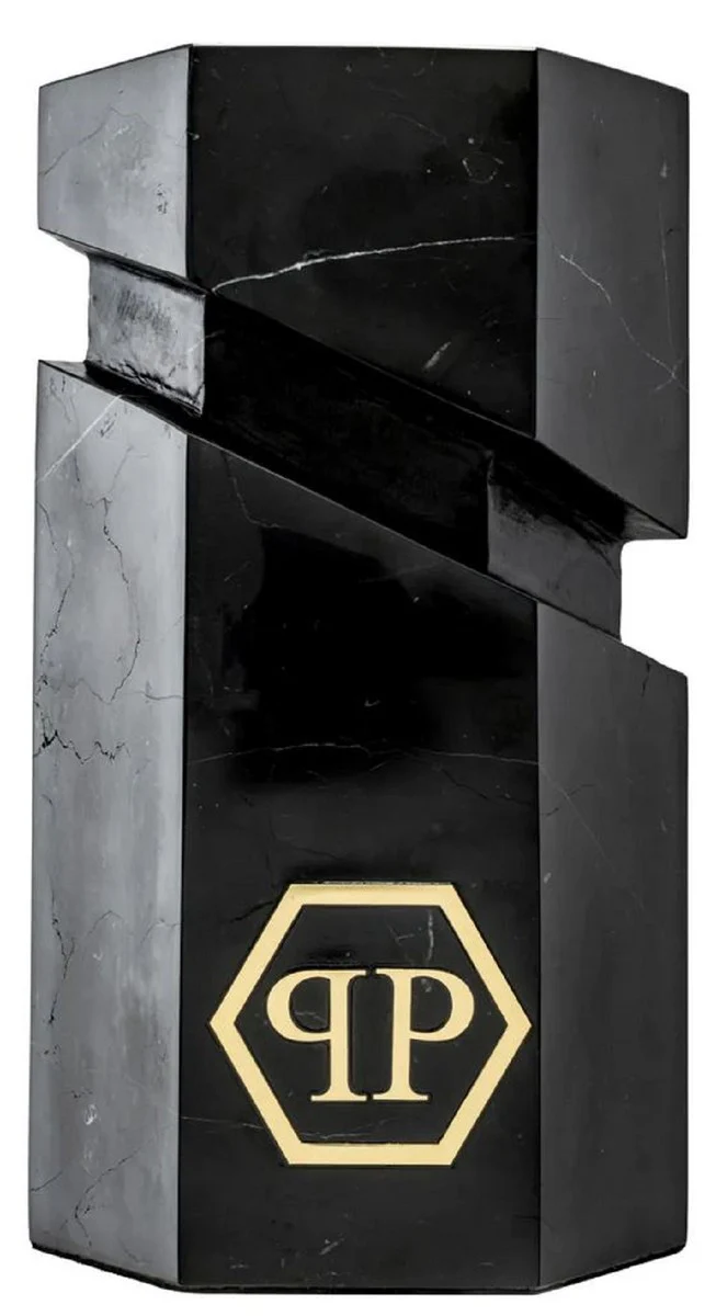 Philipp Plein luxury designer marble decorative object black / gold H. 36 cm