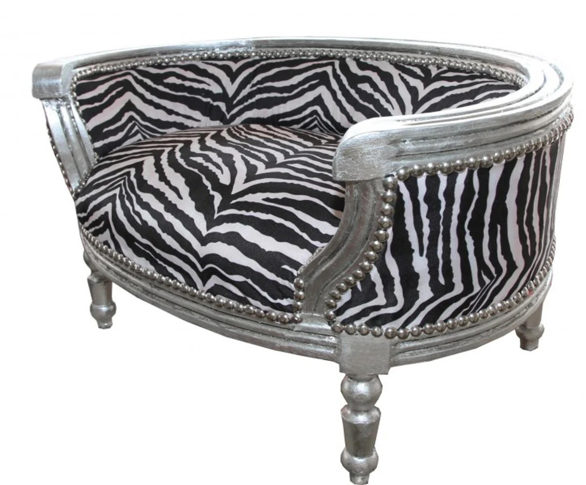 Baroque Dog & Cat Sofa Zebra /Silver Dog Bed & Cat Bed