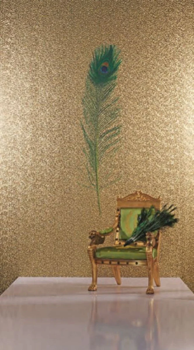 Harald Glööckler designer baroque non-woven wallpaper 58507 - peacock feather - gray / green / blue
