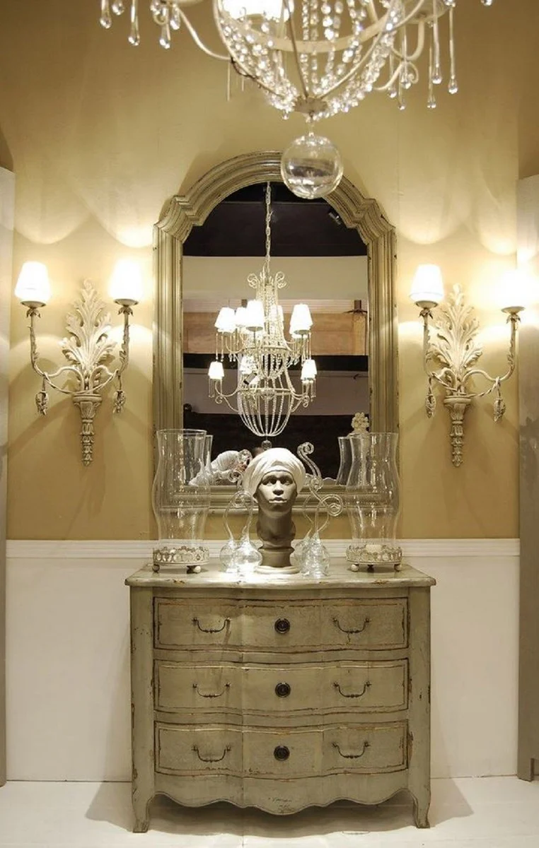 Luxury country house style solid wood chest of drawers with 3 drawers antique gray - handmade country house style furniture - luxury collection